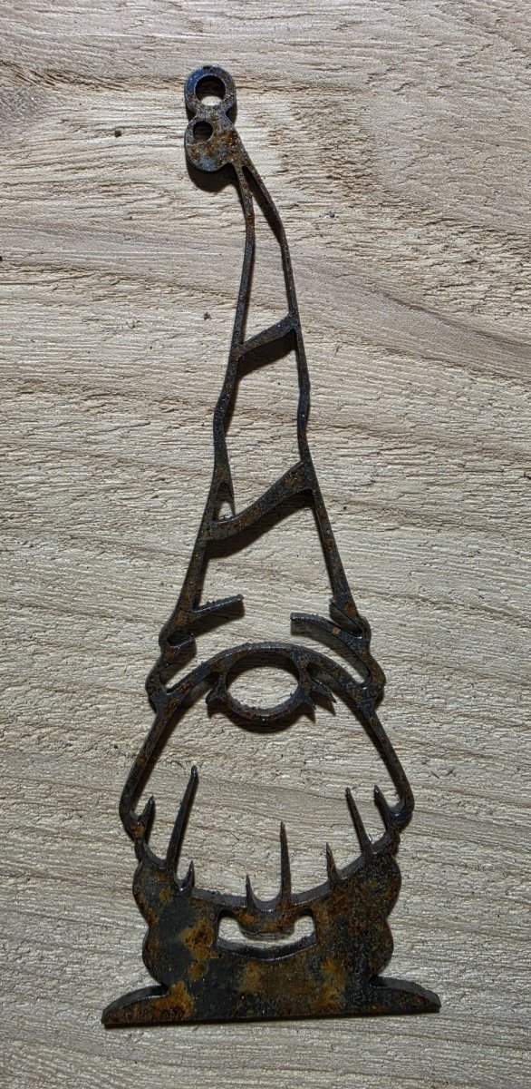 Tall Gnome Metal Christmas Ornament